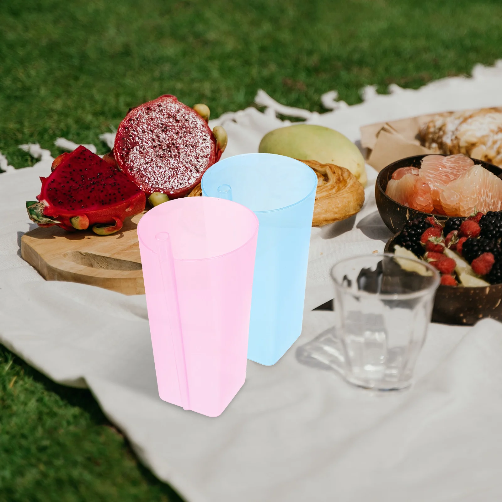 Tazas decorativas para bebidas con pajita, tazas para niños, soporte de leche y jugo grueso reutilizable, para el hogar, Camping, café, té, bebida fría, 4 Uds.