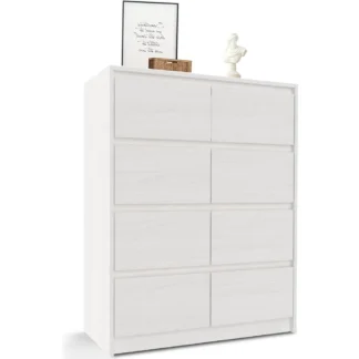 Cómoda de 8 cajones para dormitorio, cómoda alta con 8 cajones, cómoda doble de madera, organizador de almacenamiento ancho moderno C