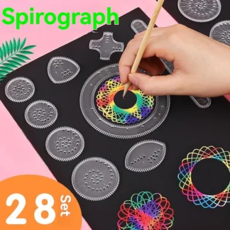 Juego de reglas Wanhua de 28 Uds., rompecabezas de pintura de aprendizaje, juguetes, regla geométrica, ruleta matemática, herramienta de arte espirógrafo de dibujo