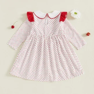 Vestido casual para niñas Vestido de manga corta con bordado floral y dobladillo con volantes Vestido de verano con cuello redondo para niños