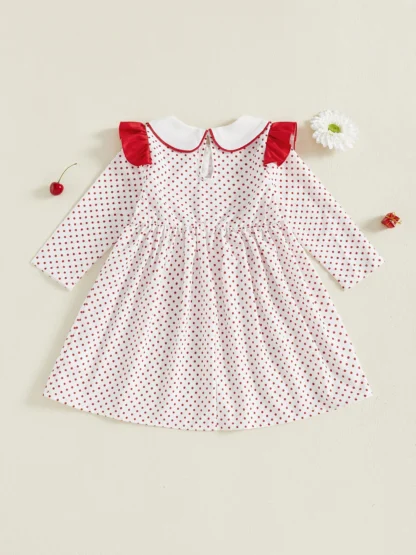 Vestido casual para niñas Vestido de manga corta con bordado floral y dobladillo con volantes Vestido de verano con cuello redondo para niños