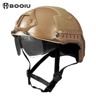 BOOIU-casco táctico Fast MH Airsoft con gafas ABS CS, cascos de tiro para montar, deportes al aire libre, equipo de protección para la cabeza