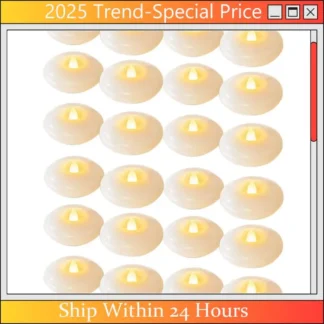 Paquete de 24 velas flotantes Led sin llama de 3 ", funciona con pilas blancas de 200 horas para jarrones cilíndricos, decoración de bodas