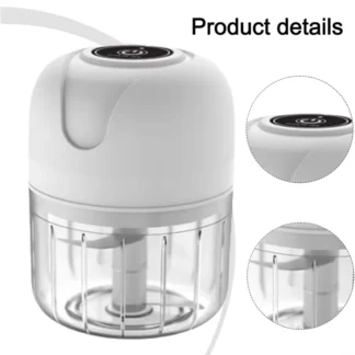 A98I-picadora de ajo eléctrica, Mini procesador de alimentos recargable por USB, picadora de ajo eléctrica de 250Ml, picadora de alimentos inalámbrica portátil W