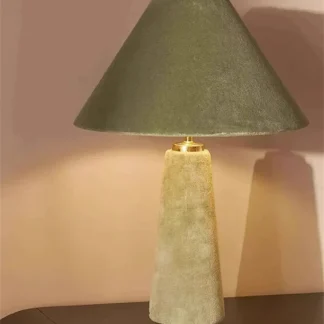 Lámparas de mesa de tela de terciopelo de algodón verde, lámpara de noche para villa, sala de estar, dormitorio, mesa de estudio, decoración, iluminación de ambiente