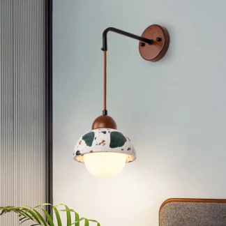 Lámpara de pared de cabecera de dormitorio wabi-**** de estilo japonés, lámpara de pared de salón de viento crema, diseño nórdico retro, mesita de noche para casa de familia