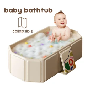 Bañera para bebés para bebés y niños pequeños, bañera infantil plegable con salida de drenaje, lavabo de ducha para bañera para niños pequeños