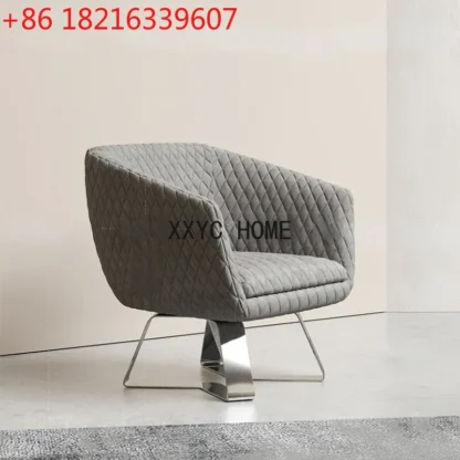 Silla de Metal de lujo ligera de estilo italiano, silla de recepción de ocio y belleza, sofá individual de tela