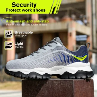Zapatos de seguridad con punta de acero para hombre, botas de trabajo industriales antideslizantes, antipinchazos, antigolpes, nuevas zapatillas de seguridad para el trabajo CE ligeras