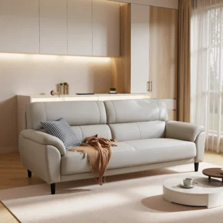 Sofá de cuero pequeño apartamento doble primera capa de piel de vaca simple sofá para tres personas sala de estar