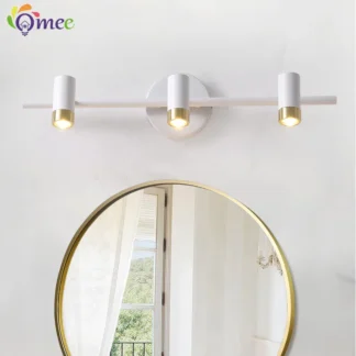 OMEE-faro de espejo LED nórdico, moderno, Blanco, Simple, espejo, gabinete, luces de pared, tocador de baño, lámpara de pared, foco, lámparas de espejo