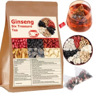 30 bolsas de té de Ginseng Six Treasures: medicina herbaria tradicional china, ingredientes naturales, salud nutritiva de los riñones