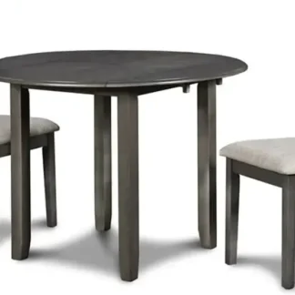 Mesa de comedor Gia Drop Leaf con dos sillas, 42 pulgadas, gris