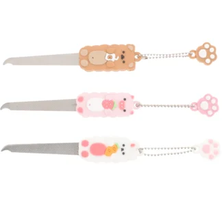 LLavero de lima de uñas 3D de dibujos animados, colgante de bolso, limas de uñas decorativas con forma de corazón para uñas acrílicas, viaje de Metal pequeño, 3 uds.