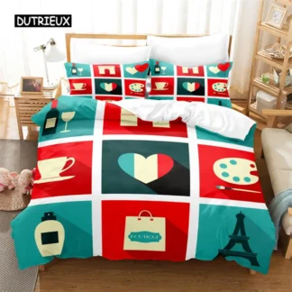 Love Paris-Juego de ropa de cama con estampado Digital 3d, funda nórdica, tamaño Queen, diseño de moda