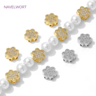 Separadores de cuentas con forma de flor chapados en oro de 18 quilates para pulseras, cuentas espaciadoras de latón, separadores para cuentas, suministros para fabricación de joyas DIY