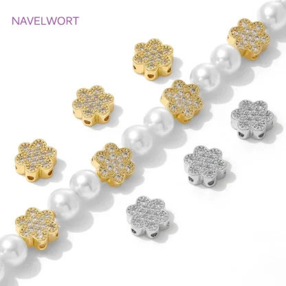 Separadores de cuentas con forma de flor chapados en oro de 18 quilates para pulseras, cuentas espaciadoras de latón, separadores para cuentas, suministros para fabricación de joyas DIY