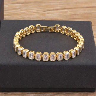 Nidin nueva moda corazón/forma Rectangular Cubic Zirconia pulseras con dijes para mujer moda femenina estilo OL joyería regalos de cumpleaños