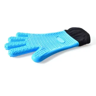 Guantes de cocina flexibles resistentes al calor, manoplas de horno de silicona y algodón para horno microondas de doble capa