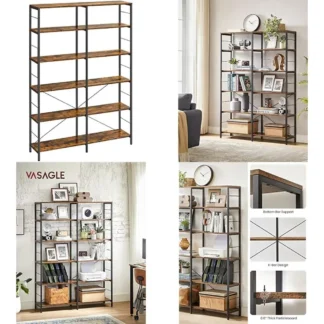 Estantería alta de 6 niveles, estantería, estante grande de metal, 11,8 x 47,2 x 67,9 pulgadas, para salón, cocina, despensa, estudio, hogar de