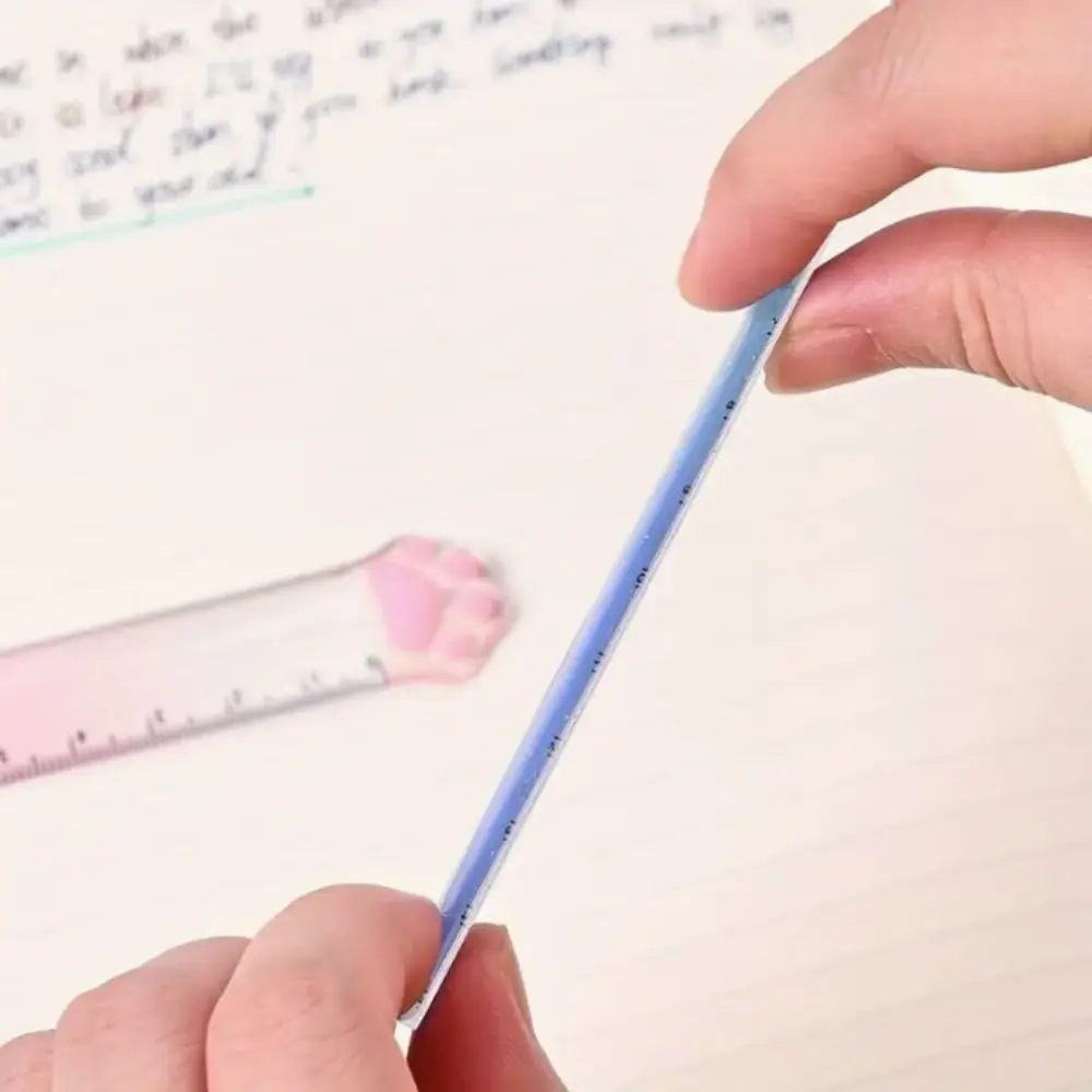 Diseño de pata de gato, regla recta de 15cm, regla de dibujo de matemáticas divisoria transparente, herramientas de dibujo DIY multifunción acrílicas