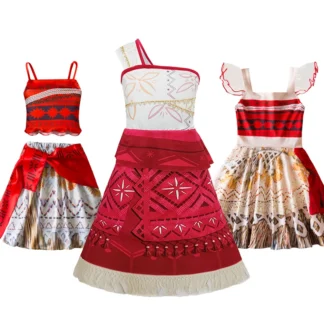 Disfraz de juego de rol de dibujos animados Ocean Adventure, disfraz de Moana de dos piezas para niñas, disfraz de princesa Vaiana de estilo polinesio para Halloween