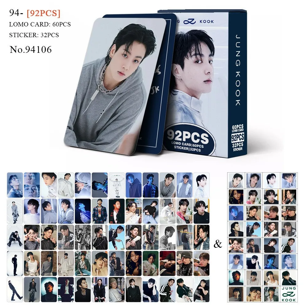 Juego completo de olografico dorado JUNGKOOK de 92 piezas: tarjetas de álbum HD, edición coleccionable
