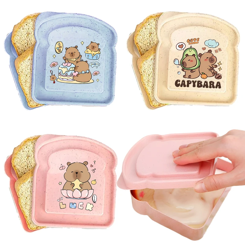 Fiambrera portátil Capybara, sándwich de silicona con forma de tostada, caja Bento con tapa, oficina, escuela, almuerzo al aire libre, contenedor de comida, regalo