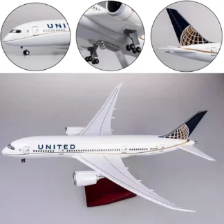 Modelo grande de avión de juguete B787 United Airlines, modelos de avión de 47cm, modelo de avión fundido a presión con luz LED para colección o regalo