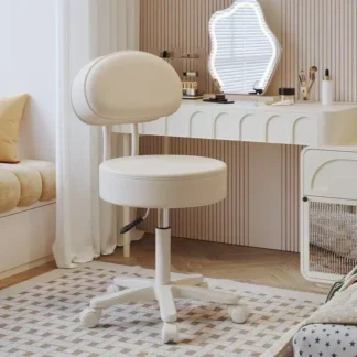 Silla de maquillaje para el hogar, silla de ocio con juego de ruedas que puede girar 360 grados y levantar la silla de oficina de tela gruesa
