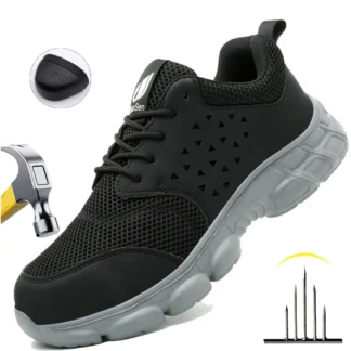 Botas de seguridad cómodas para hombre, puntera de acero, antideslizantes, resistentes al agua, zapatos de trabajo, protección elegante para seguridad en la construcción