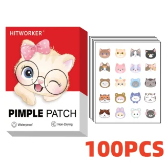 Parches para el acné con aceite de árbol de té diseñados con dibujos animados. Cuidado de la piel hidrocoloide, suave y no irritante. Efectivo y lindo para uso diario.