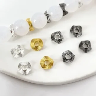 50 Uds. De tapas de cuentas de aleación de flores onduladas a rayas irregulares de 6-10mm para manualidades, patrón de ondas de agua hecho a mano, materiales accesorios de cuentas sueltas