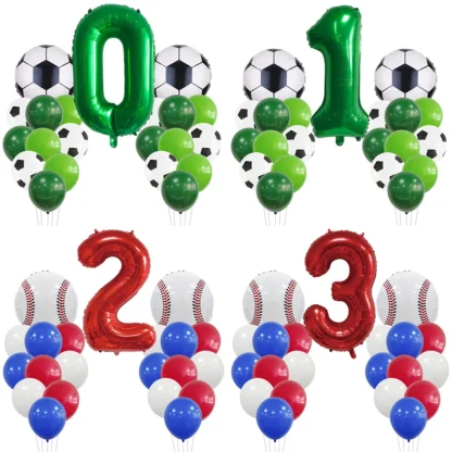 1 Juego de globos de béisbol y fútbol para adultos y niños, Decoración de cumpleaños, Baby Shower, Club, fiesta de carnaval, suministros de regalos de juguete para niños