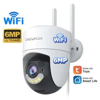 INQMEGA 6MP Tuya Camere WIFI visión nocturna cámara inteligente seguridad vigilancia del hogar cámaras PTZ con WiFi 2,4G Audio bidireccional CCTV