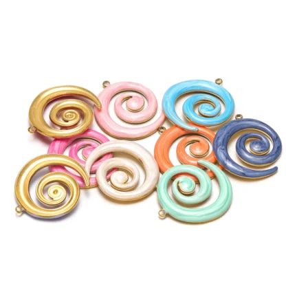 10 Uds. De colgantes de acero inoxidable PVD de Color dorado, dijes en espiral esmaltados para joyería DIY, collar, pendientes, accesorios para pulseras