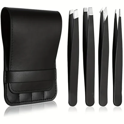 Pinzas para cejas, herramienta de maquillaje Beautfy para depilación facial, pinzas para extensiones de pestañas de acero inoxidable, oro rosa, 4 Uds.
