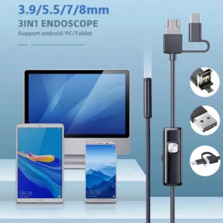 3,9/5,5/7,0/8mm 1080P 3 en 1 herramienta de inspección endoscópica de doble lente cámara endoscopio de tubería para teléfono inteligente móvil Android coche