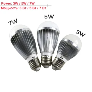 Bombilla LED E27, E14, B22, IC, 3w, 5w, 7w, 220V, 110V, SMD5730, aluminio plateado para iluminación del hogar, 1 ud.