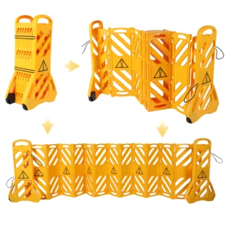 Puerta de barricada expandible con ruedas, barrera portátil plegable para construcción, control de tráfico, puerta de entrada