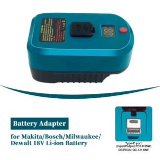 Cargador de batería 2 en 1 para Makita/Bosch/Milwaukee/Dewalt 20V 18V batería de iones de litio adaptador de batería de entrada y salida USB y tipo C