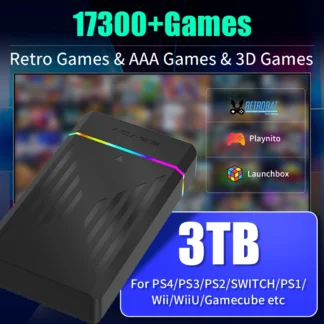 JMachen Gaming HDD 3 System en 1 consola de juegos retro con más de 17300 juegos AAA/3D/Retro para PS4/PS3/PS2/Switch/Wii/WiiU para PC/portátil