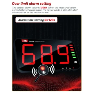 TASI TA653A medidor de nivel de sonido Digital pantalla grande medidor de ruido DB tipo colgante de pared alarma Hospital restaurante Bar escuela