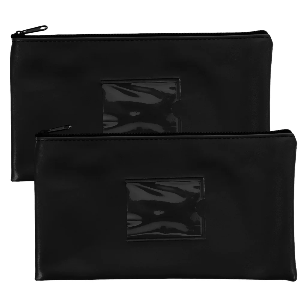 Bolsa de almacenamiento de recibos con cremallera, tarjeta en blanco, billetera para dinero en efectivo, depósito de ventana transparente
