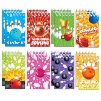 Mini cuadernos de bolsillo en espiral con tema deportivo de bolos, Bloc de notas, folleto en espiral, libretas para oficina, papelería, diarios escolares, 8 Uds.