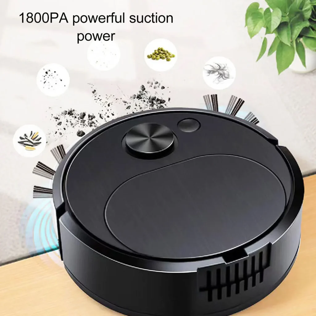Aspiradora automática Mop Black 3 en 1 Robot de barrido compacto y eficiente de bajo ruido Fuerte potencia de succión para oficina para manchas