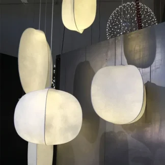 Lámparas colgantes Mori estilo nórdico japonés seda Wabi Sabi iluminación para cocina isla luz sala de estar decoración escalera luz