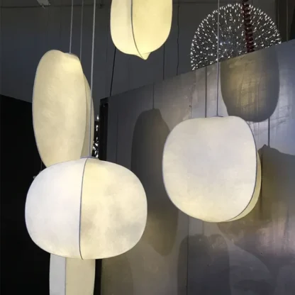Lámparas colgantes Mori estilo nórdico japonés seda Wabi Sabi iluminación para cocina isla luz sala de estar decoración escalera luz