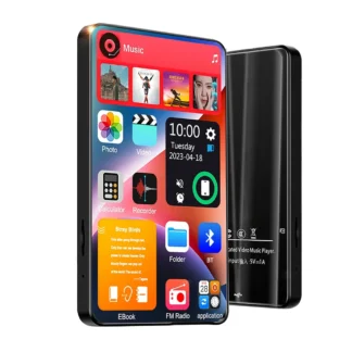 Reproductor de música MP3 HiFi de 64GB, alta calidad para Walkman, reproductor de música Bluetooth 5,2, altavoz incorporado, vídeo MP4 de pantalla completa de 16G