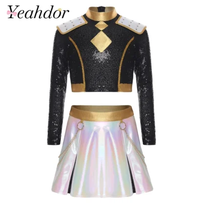 Traje de juego de rol de Anime para niñas, disfraz de cantante de demonio, conjunto de Ropa de baile de actuación con lentejuelas para Halloween, Cosplay, trajes de Halloween